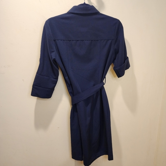 SHARAGANO Women's Navy Blue Zip up 4 pockets fitted dress size 4 - Picture 3 of 10